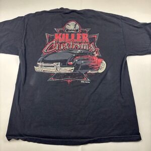 VTG Y2K Alstyle Killer Custom Graphic Bomber Mercury T-Shirt Skull Biker XL Iron